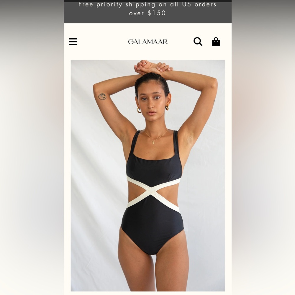 Black and White One Piece Swimwear